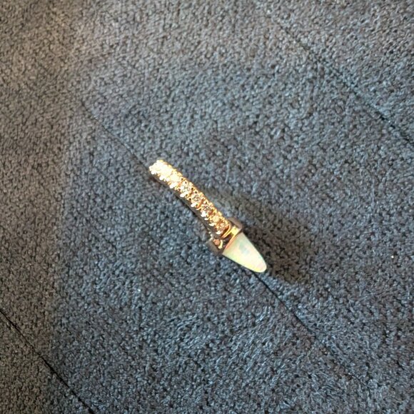 **SOLD**Single Short Opal Spike Diamond Eternity Hoop Earring Rose Gold - Picture 4 of 8